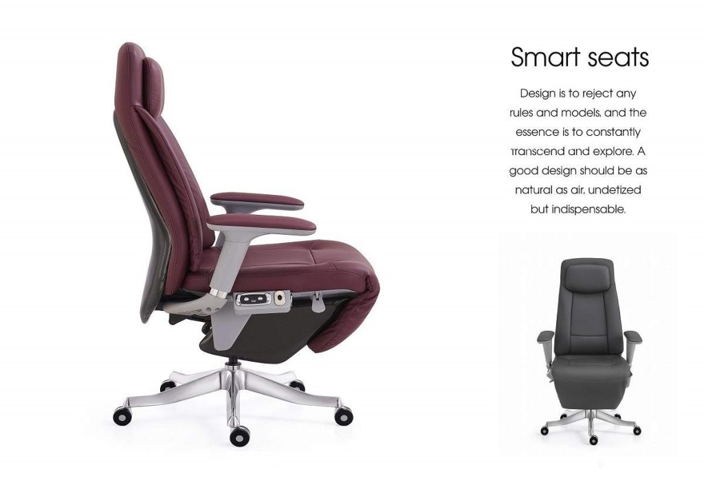 High back leather executive chair with footrest
